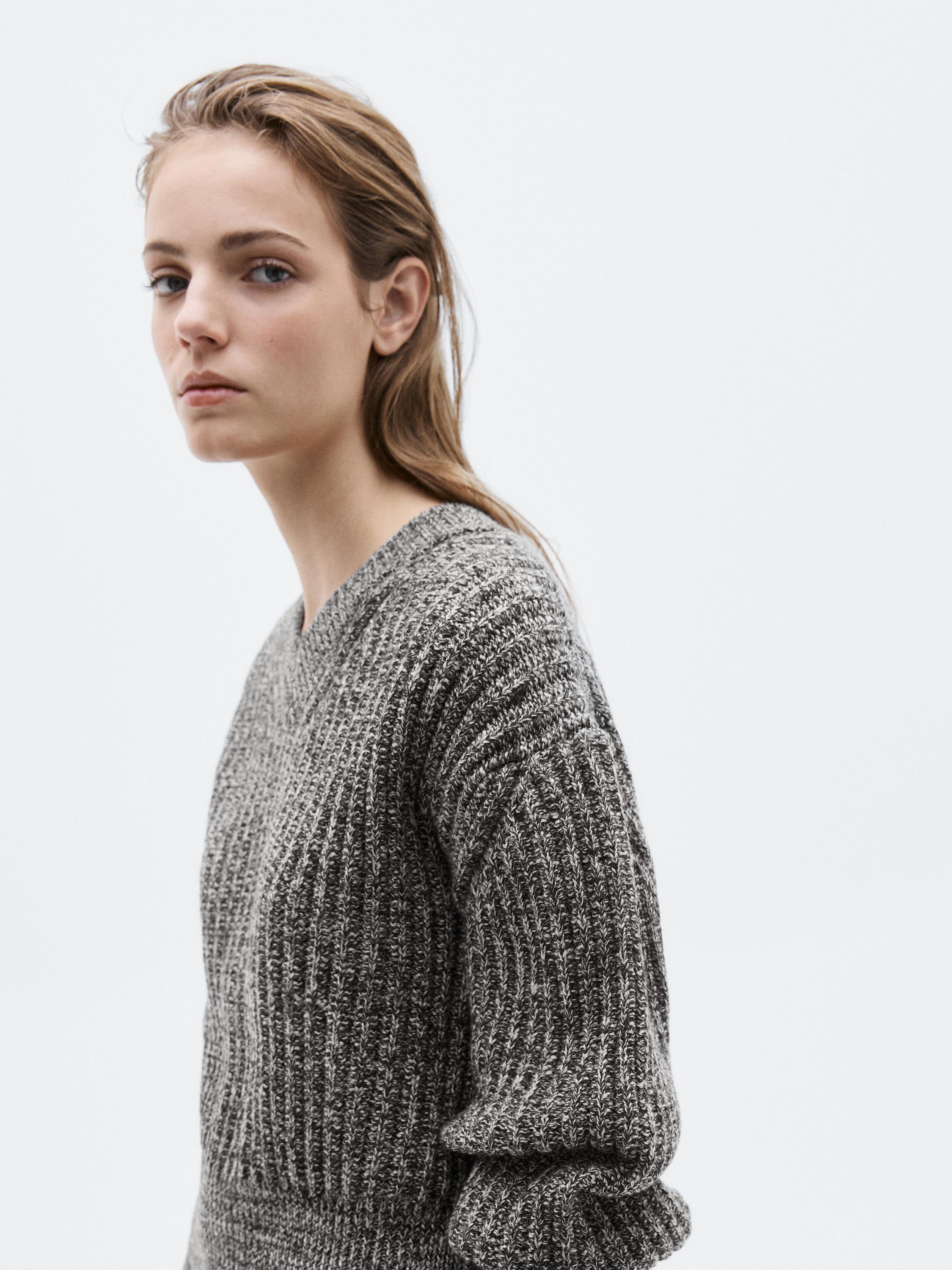 Flecked knit sweater 100% wool - LIMITED